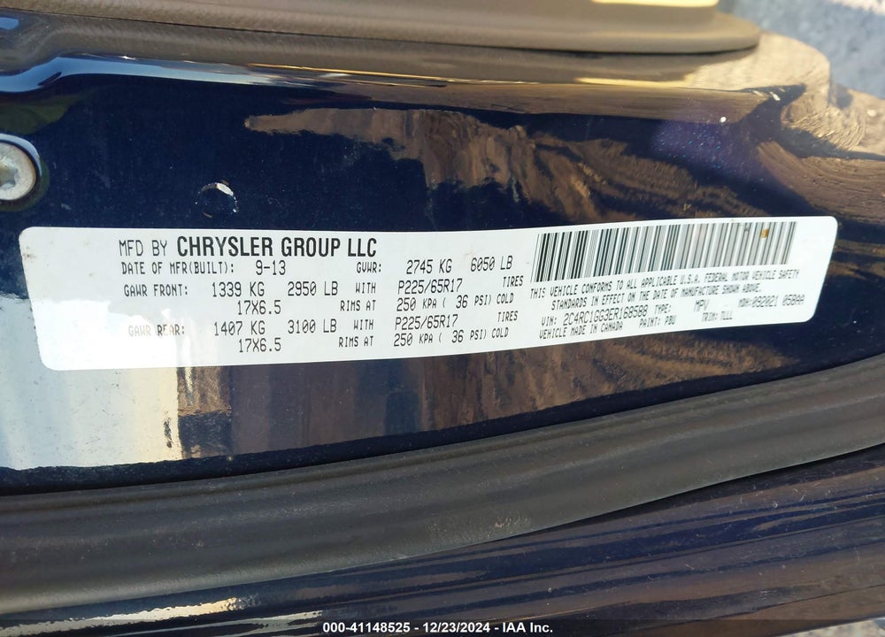 2014 CHRYSLER TOWN & COUNTRY LIMITED VIN: 2C4RC1GG3ER168588