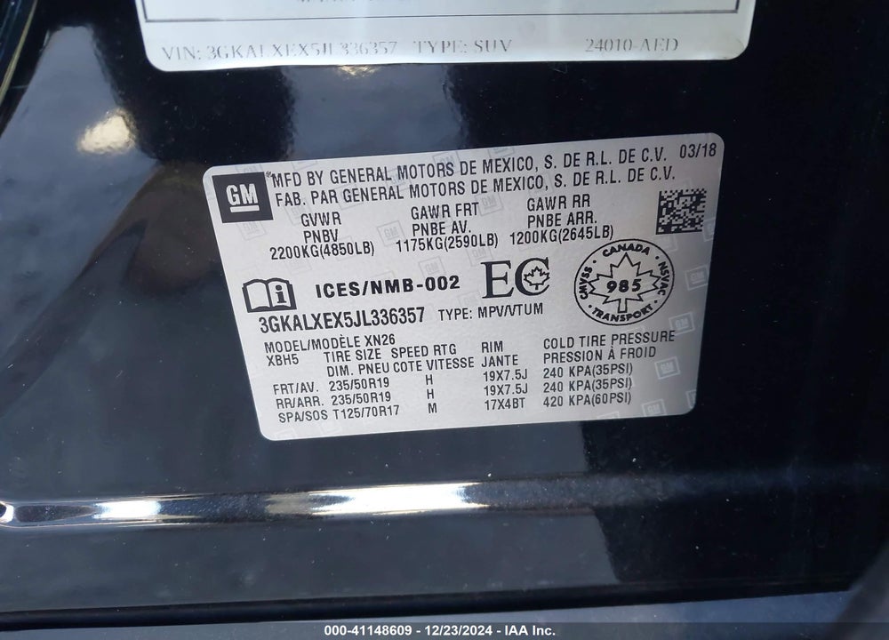 2018 GMC TERRAIN DENALI VIN: 3GKALXEX5JL336357