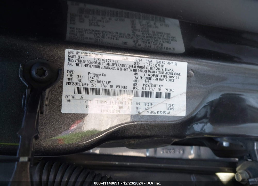 2015 FORD C-MAX HYBRID SEL VIN: 1FADP5BU1FL105184