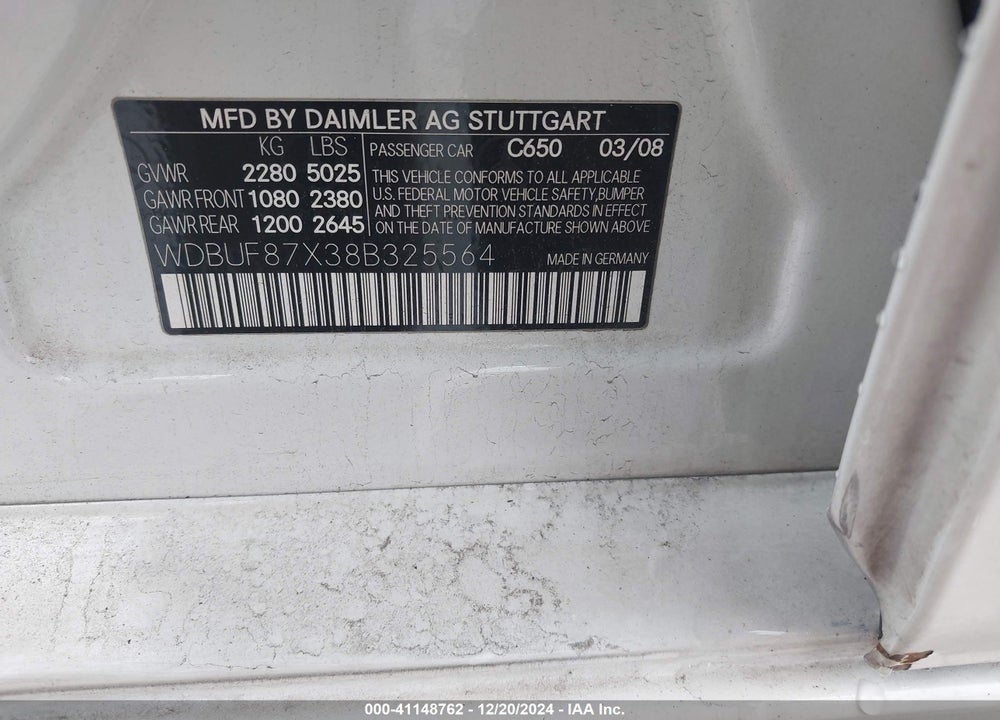 2008 MERCEDES-BENZ E 350 4MATIC VIN: WDBUF87X38B325564