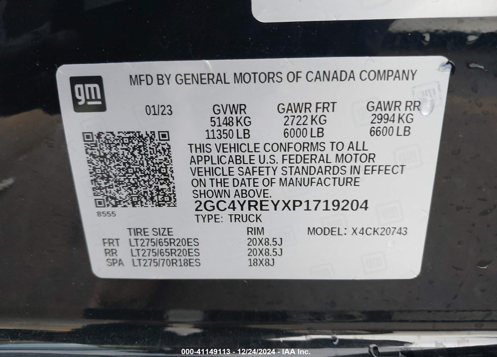 2023 CHEVROLET SILVERADO 2500HD 4WD STANDARD BED HIGH COUNTRY VIN: 2GC4YREYXP1719204