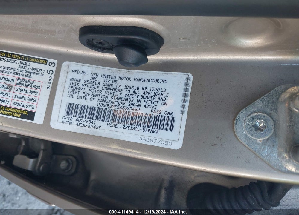 2006 TOYOTA COROLLA LE VIN: 1NXBR32E56Z620462