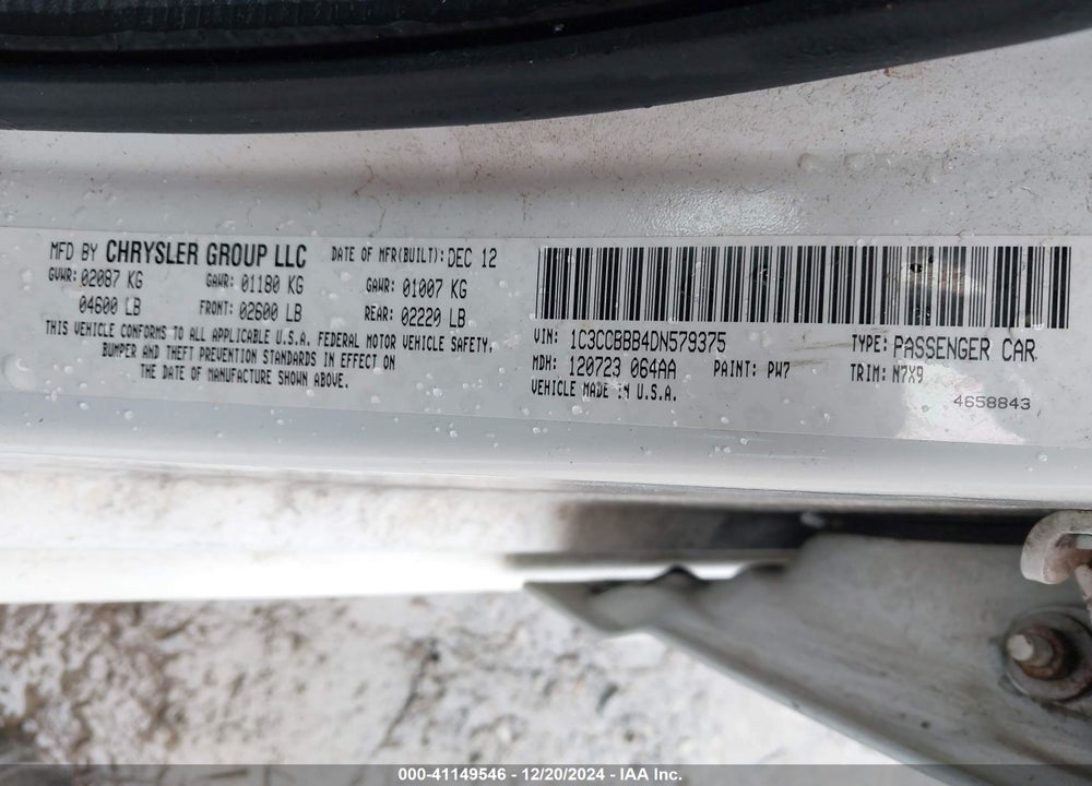 2013 CHRYSLER 200 TOURING VIN: 1C3CCBBB4DN579375