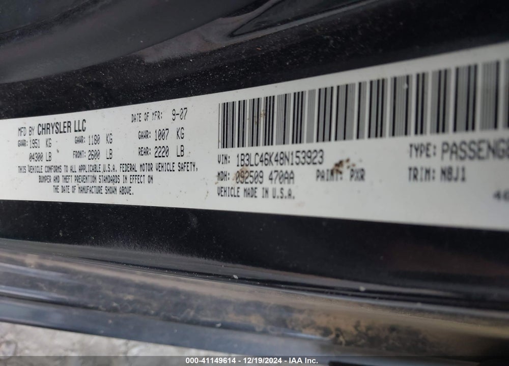 2008 DODGE AVENGER SE VIN: 1B3LC46K48N153923