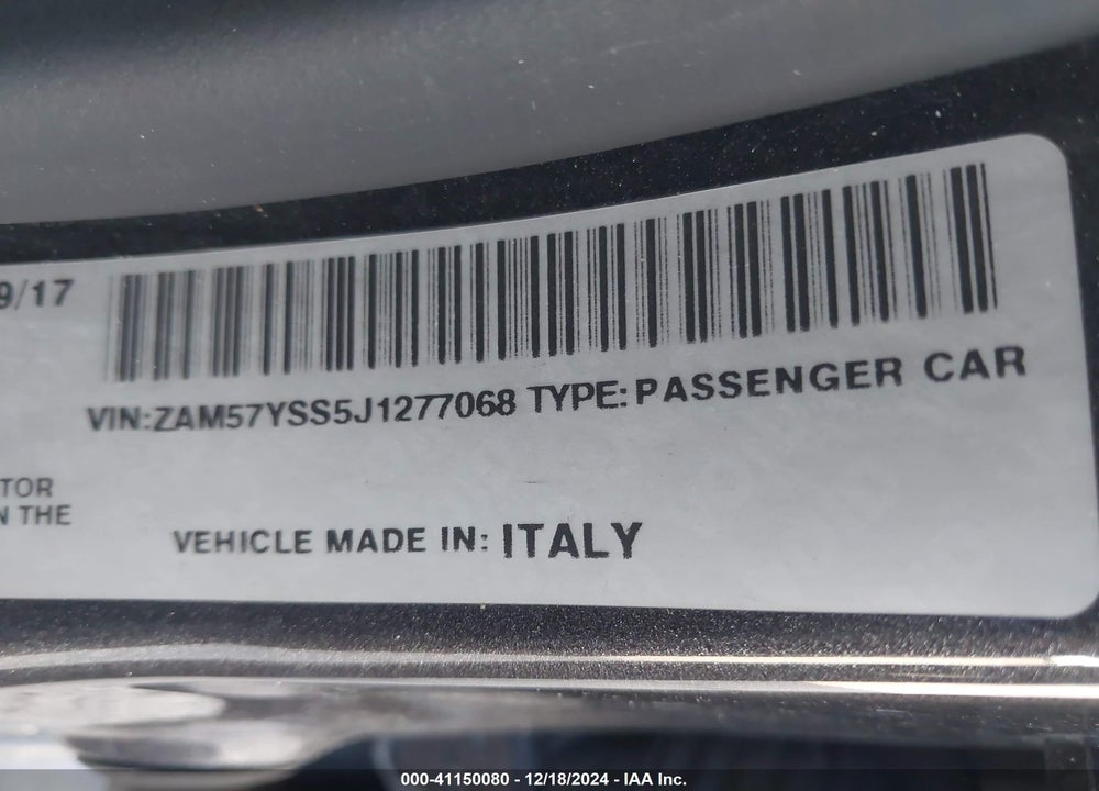 2018 MASERATI GHIBLI S GRANSPORT VIN: ZAM57YSS5J1277068