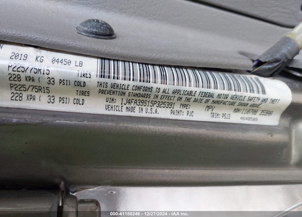 2005 JEEP WRANGLER X VIN: 1J4FA39S15P325391