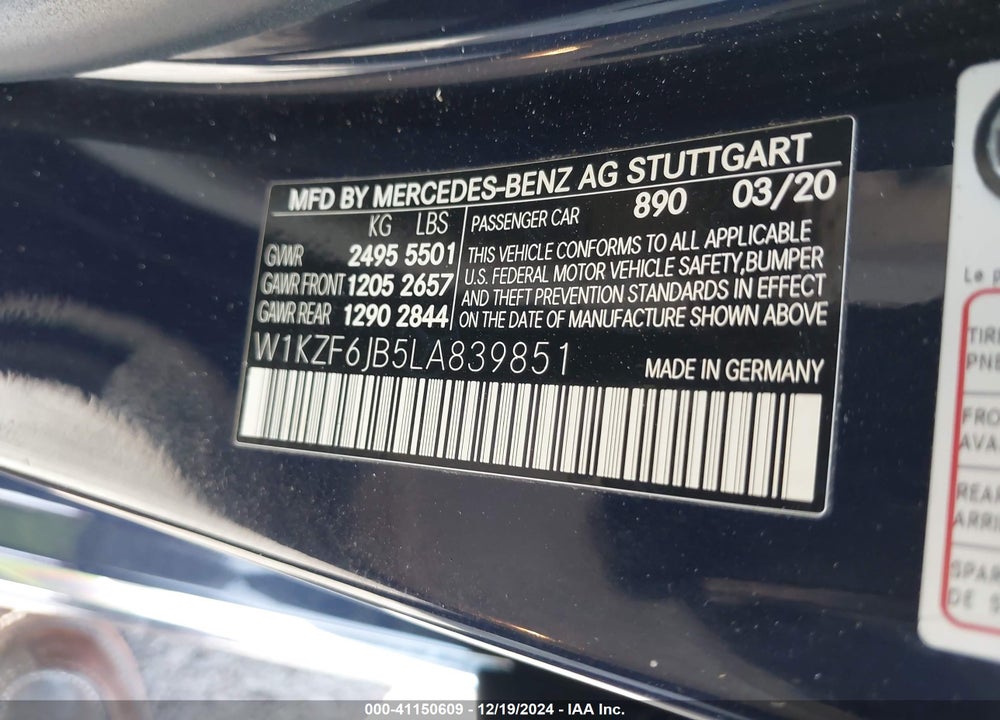 2020 MERCEDES-BENZ E 450 4MATIC VIN: W1KZF6JB5LA839851