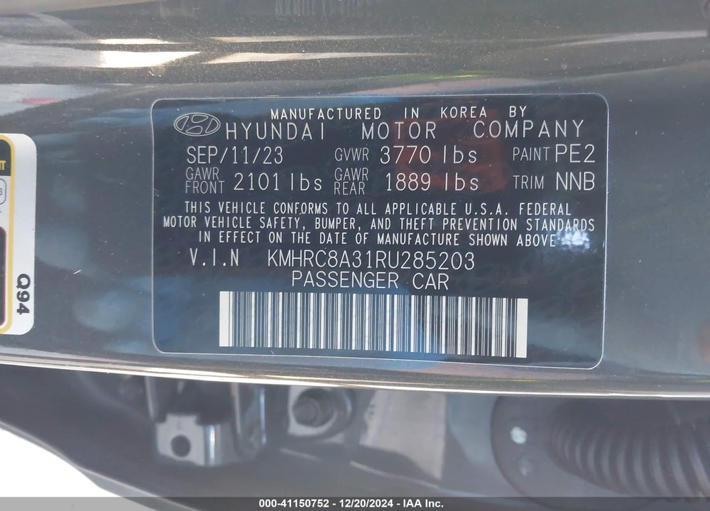 2024 HYUNDAI VENUE SEL VIN: KMHRC8A31RU285203