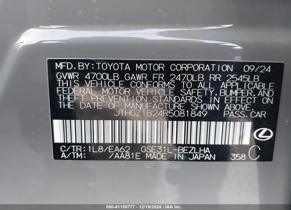 2024 LEXUS IS 350 F-SPORT VIN: JTHGZ1B24R5081849