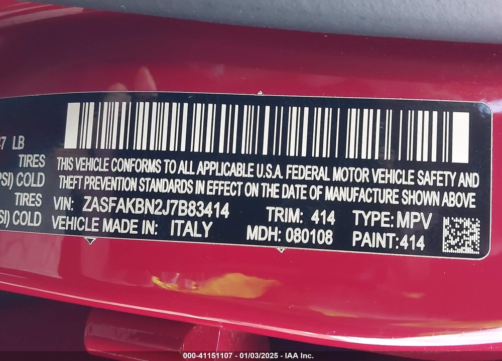 2018 ALFA ROMEO STELVIO TI AWD VIN: ZASFAKBN2J7B83414