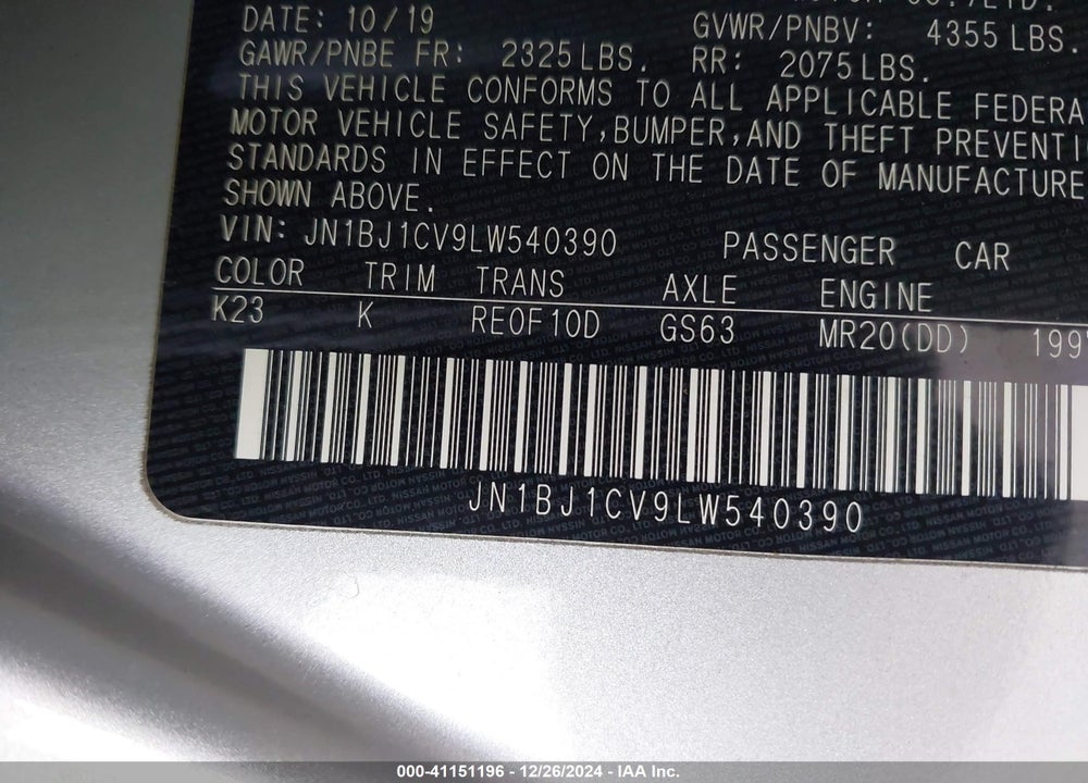 2020 NISSAN ROGUE SPORT VIN: JN1BJ1CV9LW540390