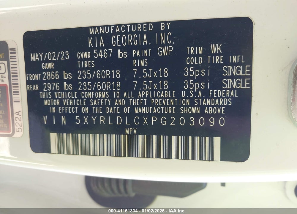 2023 KIA SORENTO X-LINE S VIN: 5XYRLDLCXPG203090