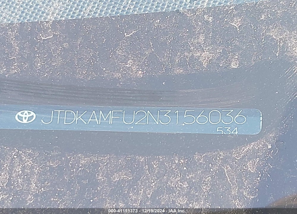 2022 TOYOTA PRIUS VIN: JTDKAMFU2N3156036