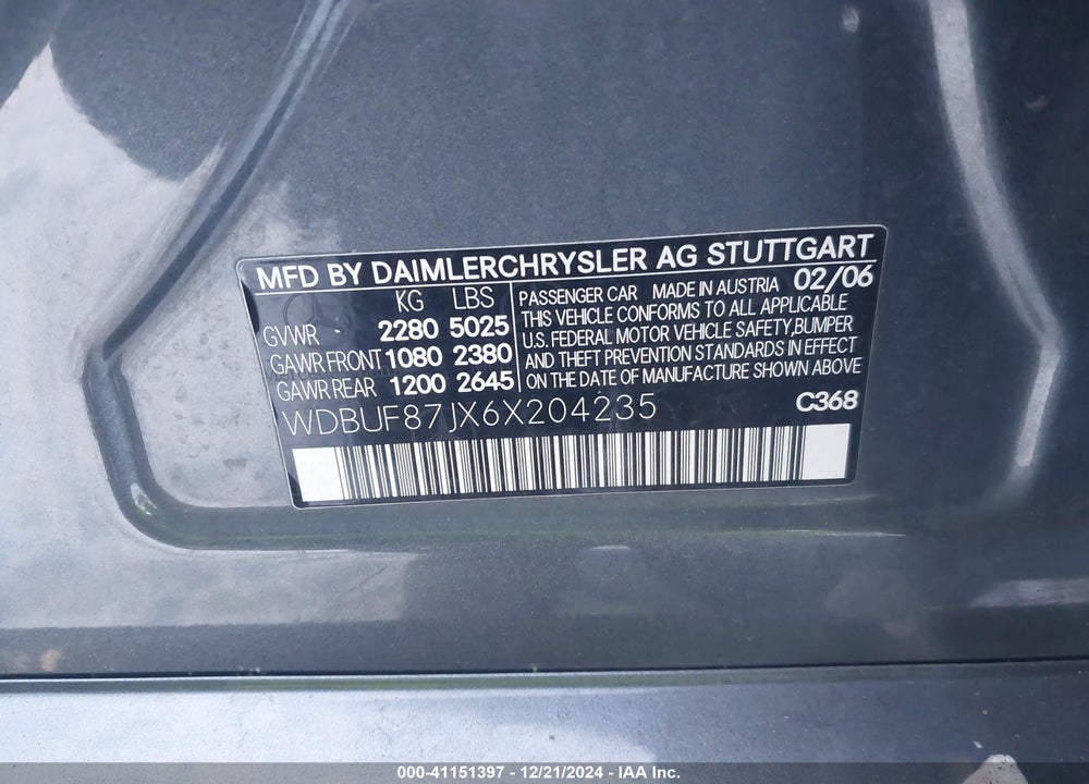 2006 MERCEDES-BENZ E 350 4MATIC VIN: WDBUF87JX6X204235