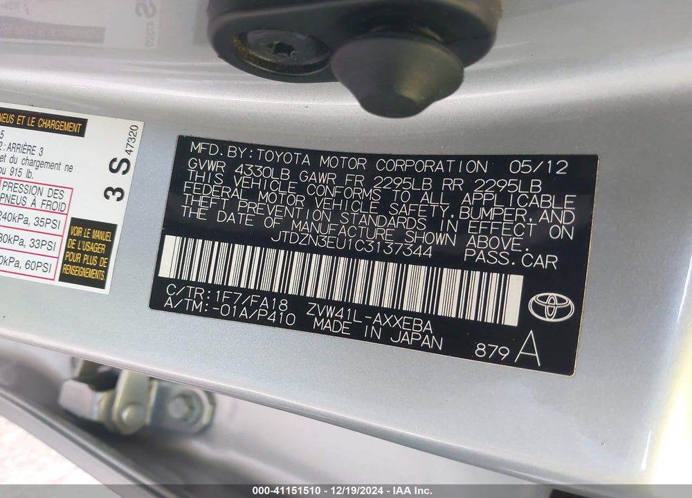 2012 TOYOTA PRIUS V THREE VIN: JTDZN3EU1C3137344