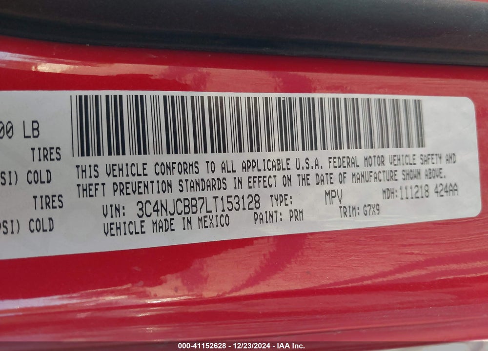 2020 JEEP COMPASS VIN: 3C4NJCBB7LT153128