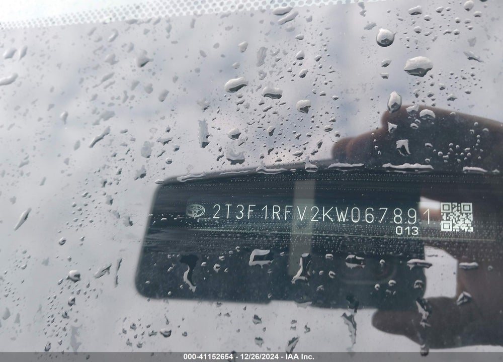 2019 TOYOTA RAV4 LE VIN: 2T3F1RFV2KW067891