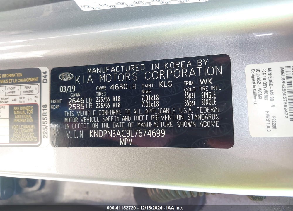 2020 KIA SPORTAGE EX VIN: KNDPN3AC9L7674699