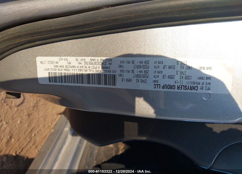 2015 DODGE GRAND CARAVAN R/T VIN: 2C4RDGEG6FR591542