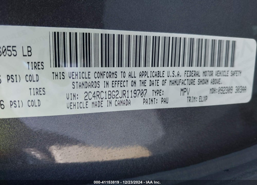 2018 CHRYSLER PACIFICA TOURING L VIN: 2C4RC1BG2JR119707
