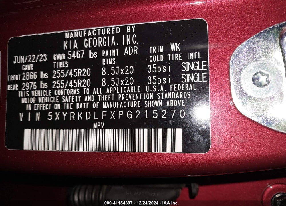 2023 KIA SORENTO X-LINE SX PRESTIGE VIN: 5XYRKDLFXPG215270