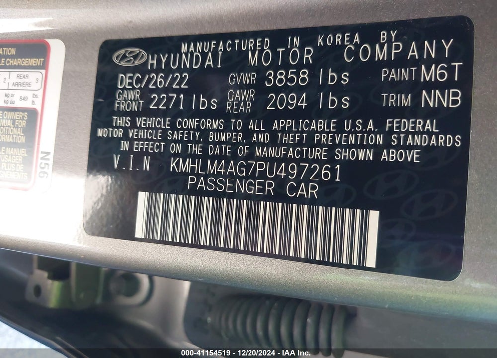 2023 HYUNDAI ELANTRA SEL VIN: KMHLM4AG7PU497261