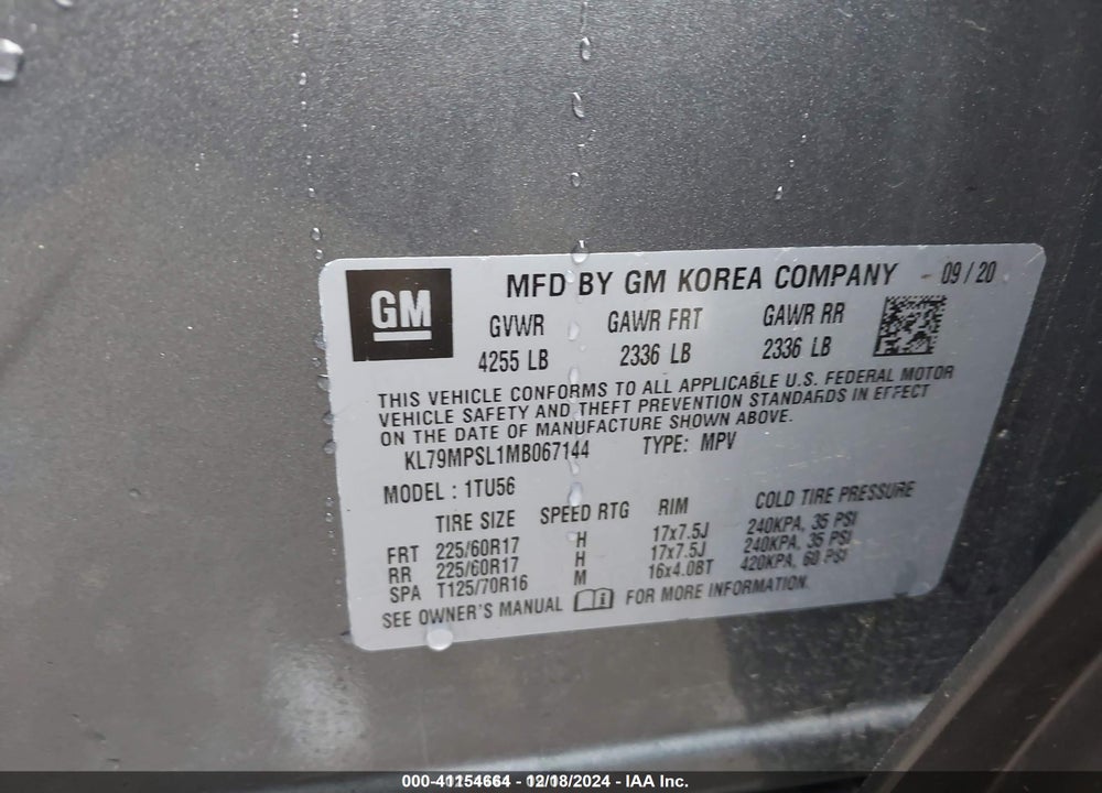 2021 CHEVROLET TRAILBLAZER FWD LT VIN: KL79MPSL1MB067144