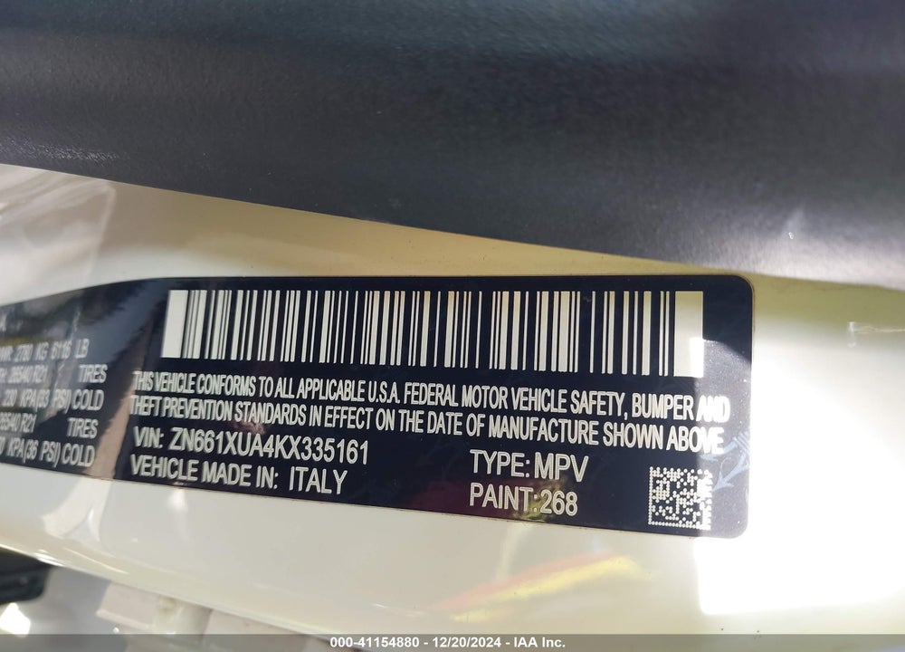 2019 MASERATI LEVANTE VIN: ZN661XUA4KX335161