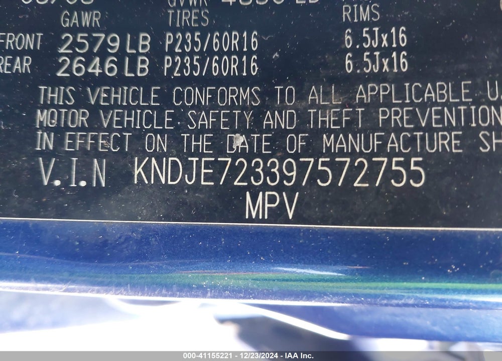2009 KIA SPORTAGE LX V6 VIN: KNDJE723397572755