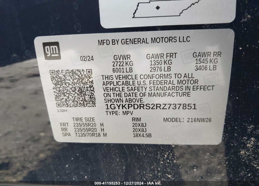 2024 CADILLAC XT6 AWD PREMIUM LUXURY VIN: 1GYKPDRS2RZ737851