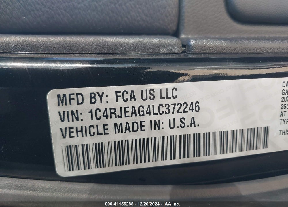 2020 JEEP GRAND CHEROKEE ALTITUDE 4X2 VIN: 1C4RJEAG4LC372246