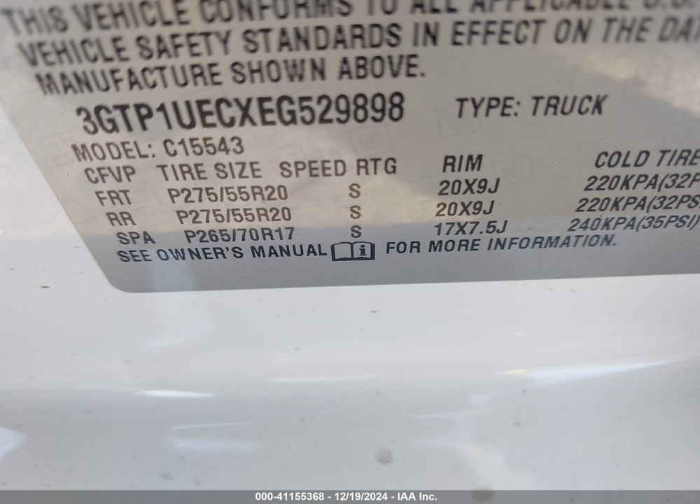 2014 GMC SIERRA 1500 SLE VIN: 3GTP1UECXEG529898