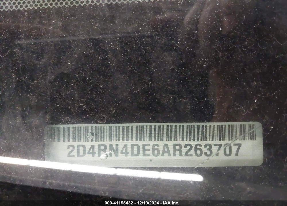 2010 DODGE GRAND CARAVAN SE VIN: 2D4RN4DE6AR263707