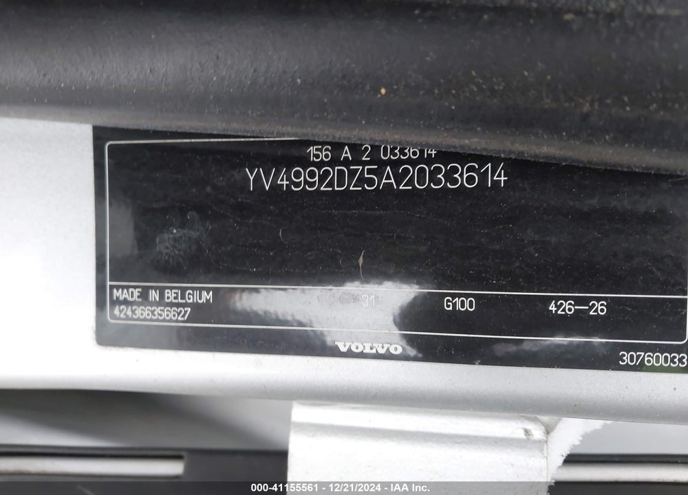 2010 VOLVO XC60 T6/T6 R-DESIGN VIN: YV4992DZ5A2033614