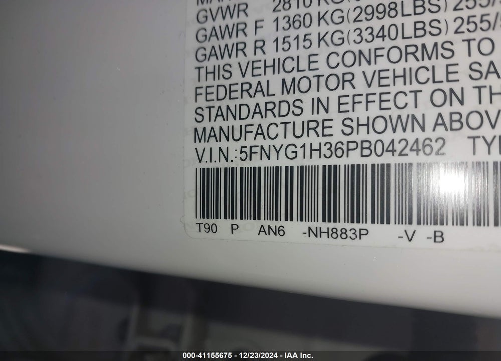 2023 HONDA PILOT AWD SPORT VIN: 5FNYG1H36PB042462