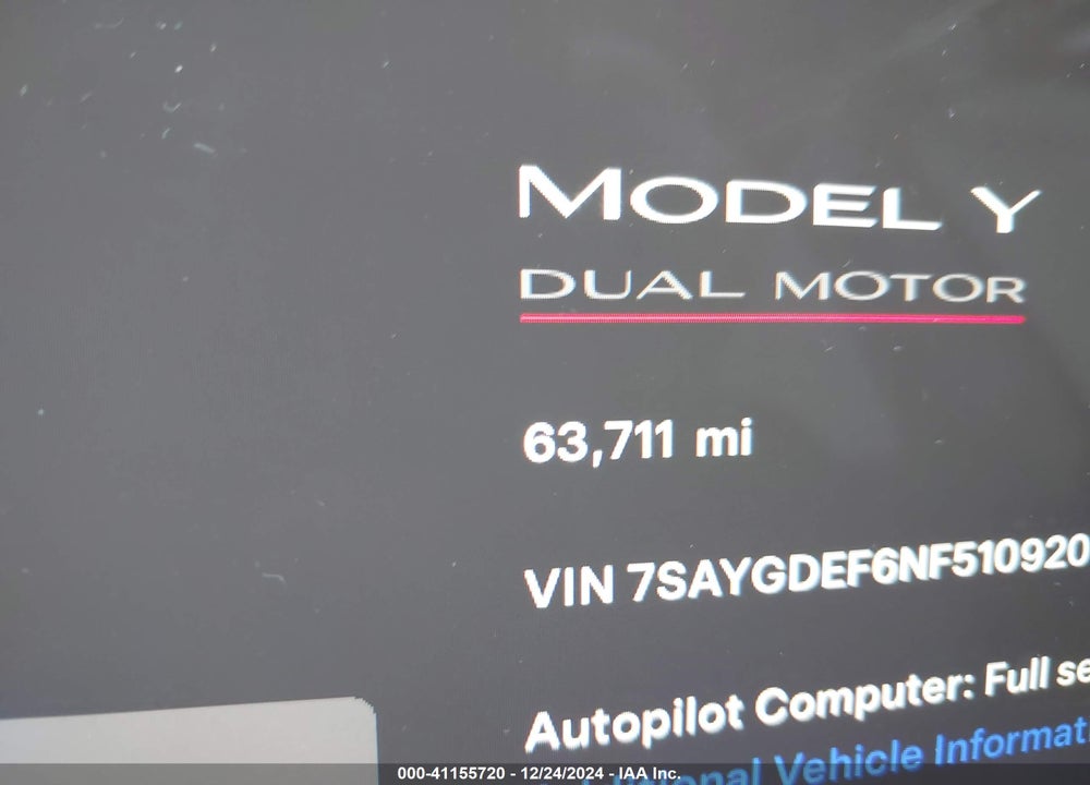2022 TESLA MODEL Y PERFORMANCE DUAL MOTOR ALL-WHEEL DRIVE VIN: 7SAYGDEF6NF510920