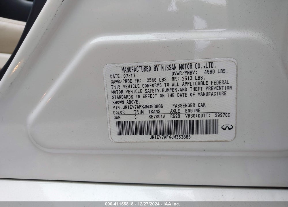 2018 INFINITI Q50 VIN: JN1EV7APXJM353886