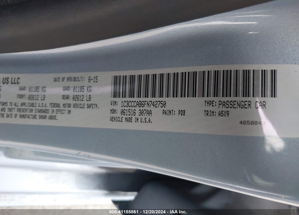 2015 CHRYSLER 200 VIN: 1C3CCCAB6FN742750