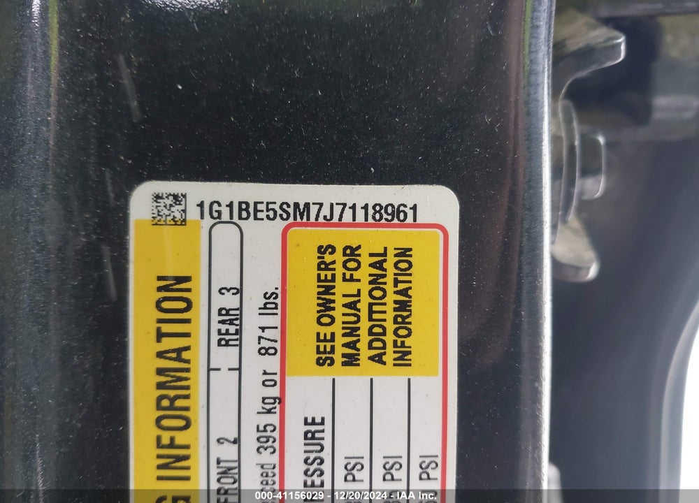 2018 CHEVROLET CRUZE VIN: 1G1BE5SM7J7118961