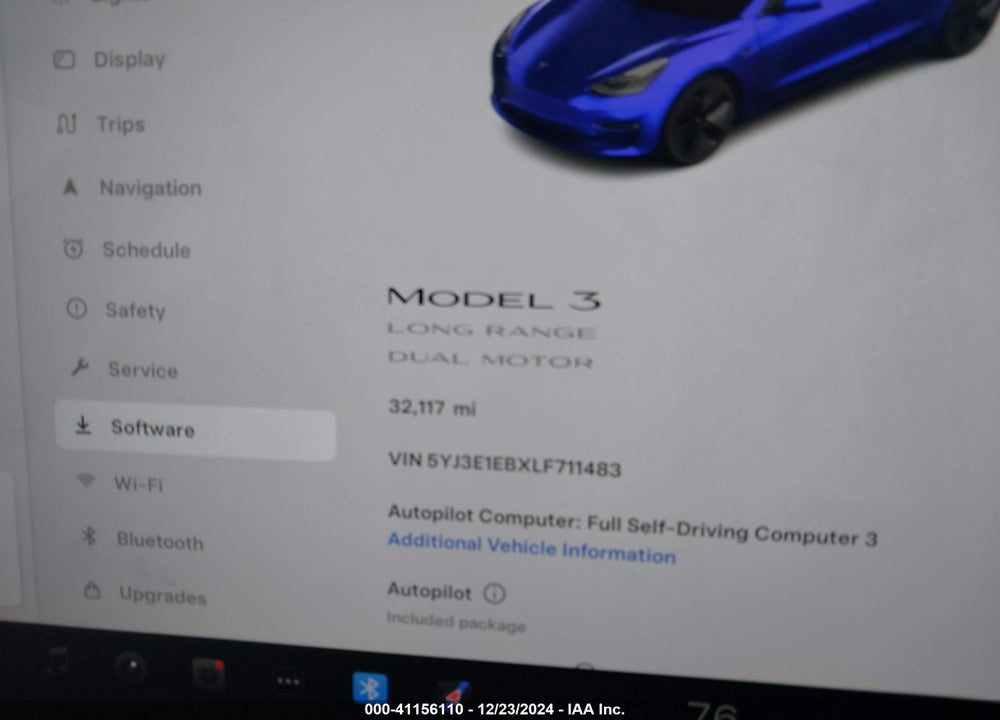 2020 TESLA MODEL 3 LONG RANGE DUAL MOTOR ALL-WHEEL DRIVE VIN: 5YJ3E1EBXLF711483