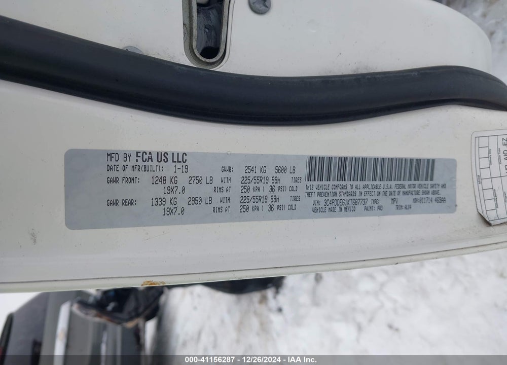 2019 DODGE JOURNEY GT AWD VIN: 3C4PDDEG1KT687737