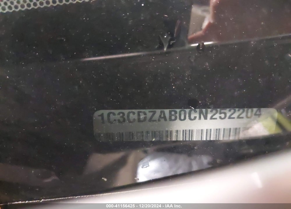 2012 DODGE AVENGER VIN: 1C3CDZAB0CN252204