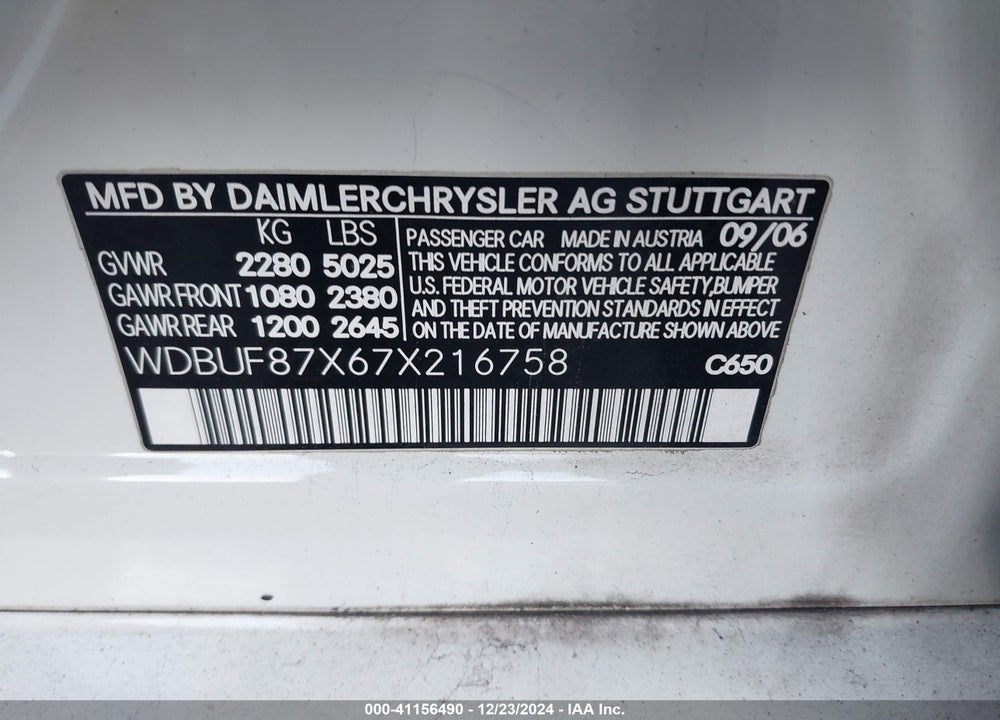 2007 MERCEDES-BENZ E 350 4MATIC VIN: WDBUF87X67X216758