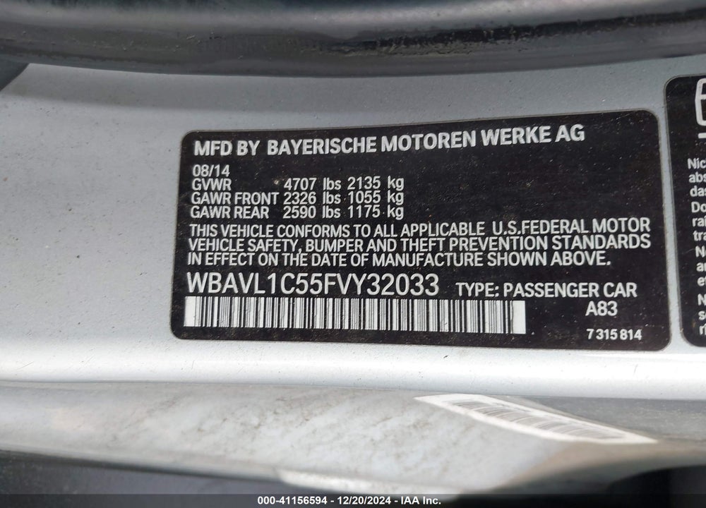 2015 BMW X1 XDRIVE28I VIN: WBAVL1C55FVY32033