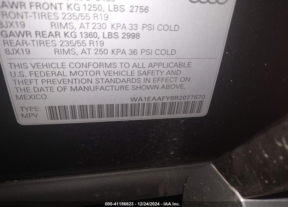 2024 AUDI Q5 PREMIUM PLUS 45 TFSI S LINE QUATTRO VIN: WA1EAAFY8R2077670