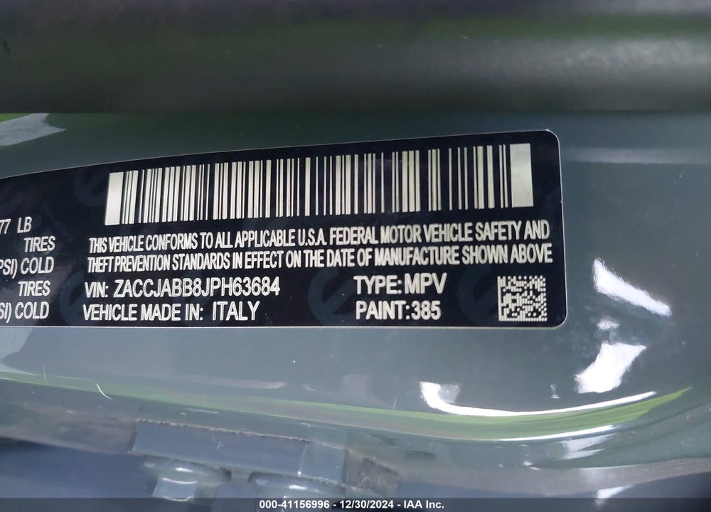 2018 JEEP RENEGADE LATITUDE FWD VIN: ZACCJABB8JPH63684