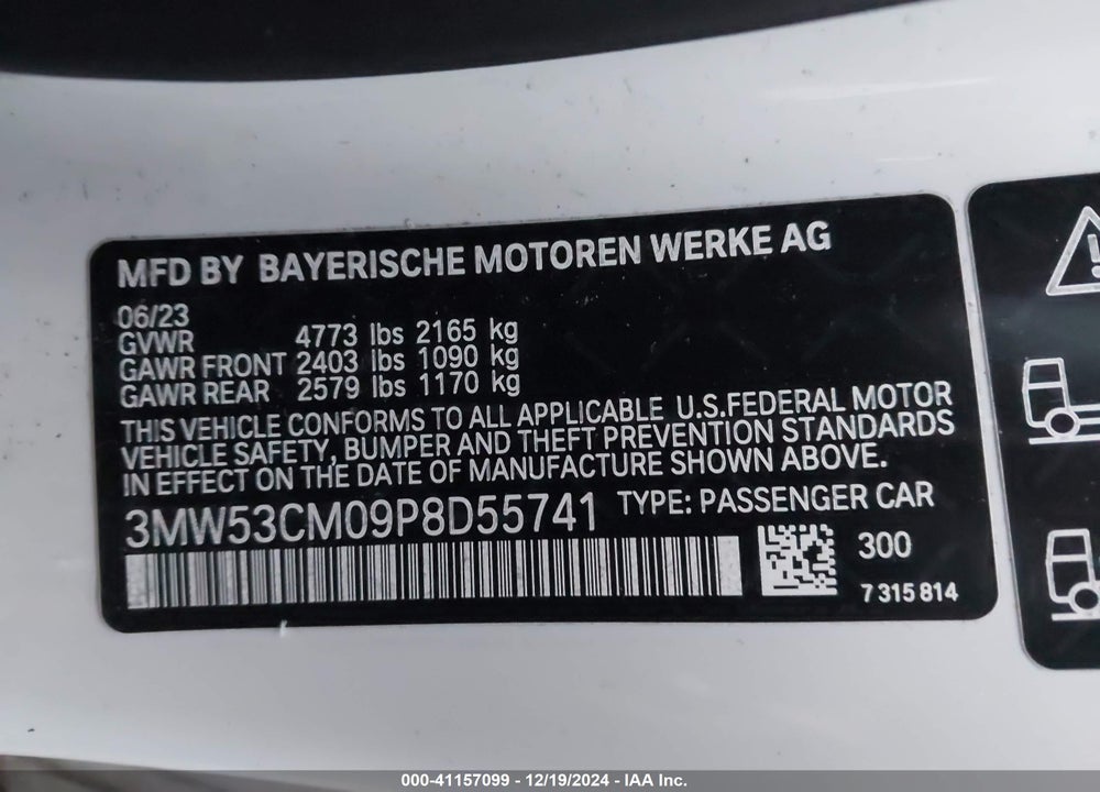 2023 BMW M240 VIN: 3MW53CM09P8D55741