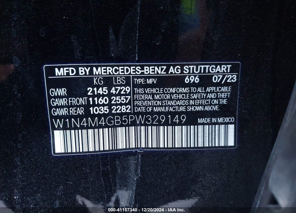 2023 MERCEDES-BENZ GLB 250 VIN: W1N4M4GB5PW329149