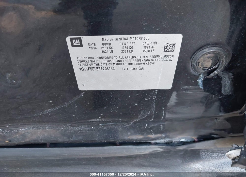 2015 CHEVROLET MALIBU VIN: 1G11F5SL5FF203164
