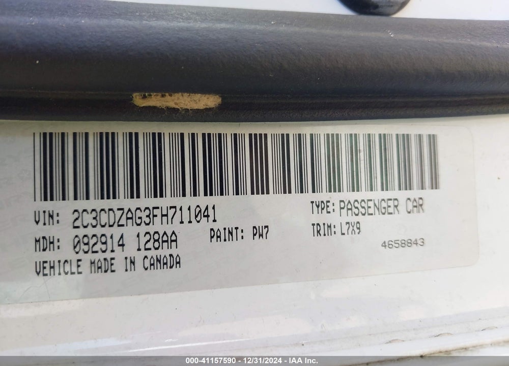 2015 DODGE CHALLENGER VIN: 2C3CDZAG3FH711041